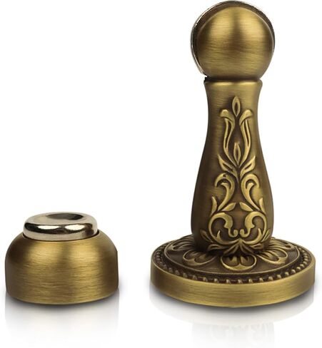 Magnetic Door Stoppers, Heavy Duty Decorative Antique Brass Door Stop for Wall Protection Magnet Door Catch for Bottom of Door (1, Antique Brass) in Saudi Arabia
