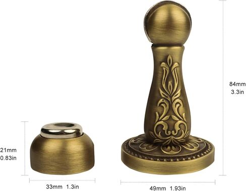 Magnetic Door Stoppers, Heavy Duty Decorative Antique Brass Door Stop for Wall Protection Magnet Door Catch for Bottom of Door (1, Antique Brass) in Saudi Arabia