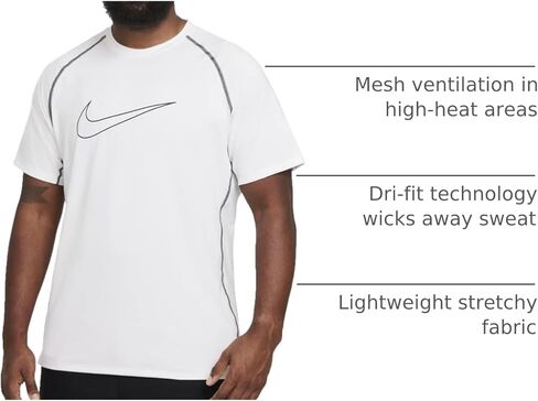 Nike Pro Dri-FIT Men's Slim Fit Short-Sleeve Dri-Fit Top (US, Alpha, Medium, Regular, Regular, Pace Gray) in Saudi Arabia