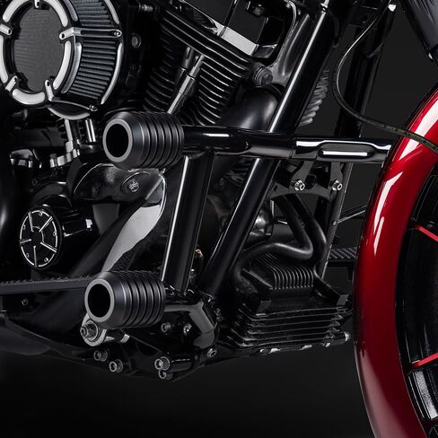شريط تحطم Advanblack Protek ذو خطوتين للطرق السريعة مع منزلق CNC مناسب لـ 2014-2025 Harley Touring Road Glide Street Glide Electra Glide - ترقية أداء حارس المحرك (أحمر CNC) in Saudi Arabia
