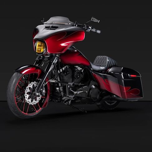 شريط تحطم Advanblack Protek ذو خطوتين للطرق السريعة مع منزلق CNC مناسب لـ 2014-2025 Harley Touring Road Glide Street Glide Electra Glide - ترقية أداء حارس المحرك (أحمر CNC) in Saudi Arabia