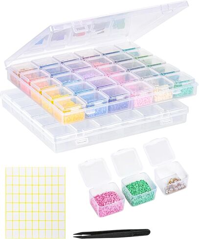 Cokapo 60-Grid Diamond Painting Storage Containers, Portable Diamond Art Storage Case with Labels, Bead Organizers and Storage for Diamond Painting Accessories & Tools, DIY Art Craft, Jewelry, Nail in Saudi Arabia