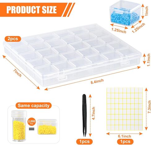 Cokapo 60-Grid Diamond Painting Storage Containers, Portable Diamond Art Storage Case with Labels, Bead Organizers and Storage for Diamond Painting Accessories & Tools, DIY Art Craft, Jewelry, Nail in Saudi Arabia