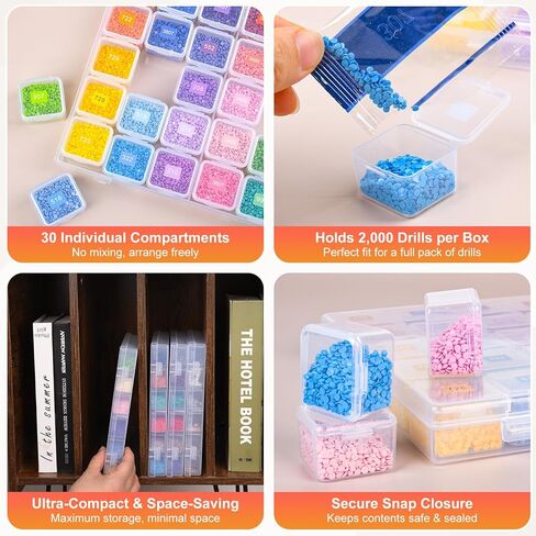 Cokapo 60-Grid Diamond Painting Storage Containers, Portable Diamond Art Storage Case with Labels, Bead Organizers and Storage for Diamond Painting Accessories & Tools, DIY Art Craft, Jewelry, Nail in Saudi Arabia