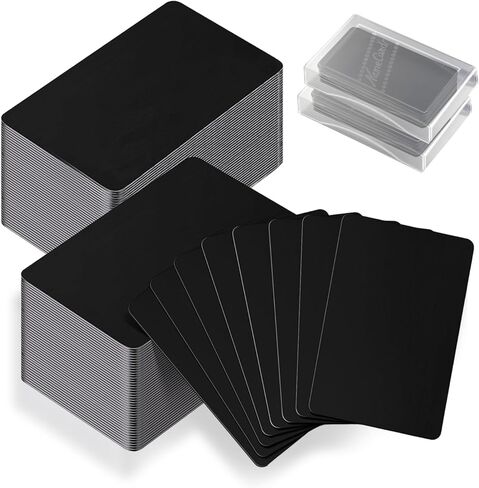 100 PCS Aluminum Business Card Blanks 0.45 mm Thickness Black Metal Business Cards for Laser Engraving House Office Multipurpose Custom DIY, 3.4 x 2.1 Inch in Kuwait