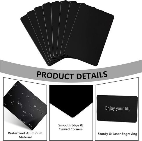 100 PCS Aluminum Business Card Blanks 0.45 mm Thickness Black Metal Business Cards for Laser Engraving House Office Multipurpose Custom DIY, 3.4 x 2.1 Inch in Kuwait