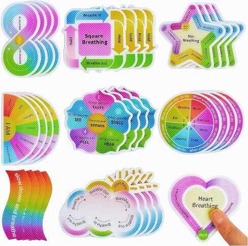 36 Pcs Diamond-Textured Sensory Stickers Calm Strips for Anxiety Relief at Classroom & Office, with Breathing Guides, Easy Removal and Waterproof in Saudi Arabia