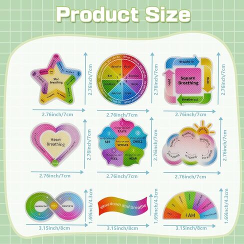 36 Pcs Diamond-Textured Sensory Stickers Calm Strips for Anxiety Relief at Classroom & Office, with Breathing Guides, Easy Removal and Waterproof in Saudi Arabia