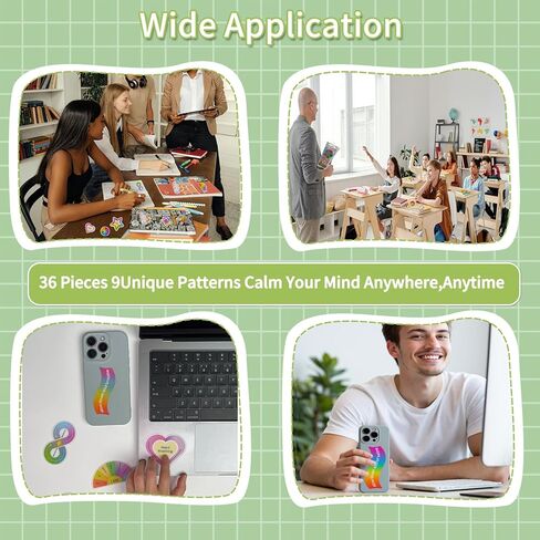 36 Pcs Diamond-Textured Sensory Stickers Calm Strips for Anxiety Relief at Classroom & Office, with Breathing Guides, Easy Removal and Waterproof in Saudi Arabia
