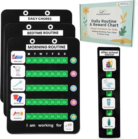 Visual Schedule for Kids – Daily Routine & Reward Chart, Magnetic Chore Chart for Kids, Sensory Pop-it Boards, Morning & Bedtime Routine Chart, ADHD & Autism Tools, Homeschool Planner in Saudi Arabia