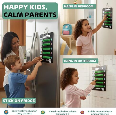 Visual Schedule for Kids – Daily Routine & Reward Chart, Magnetic Chore Chart for Kids, Sensory Pop-it Boards, Morning & Bedtime Routine Chart, ADHD & Autism Tools, Homeschool Planner in Saudi Arabia