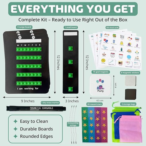 Visual Schedule for Kids – Daily Routine & Reward Chart, Magnetic Chore Chart for Kids, Sensory Pop-it Boards, Morning & Bedtime Routine Chart, ADHD & Autism Tools, Homeschool Planner in Saudi Arabia