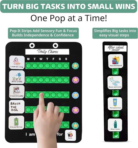 Visual Schedule for Kids – Daily Routine & Reward Chart, Magnetic Chore Chart for Kids, Sensory Pop-it Boards, Morning & Bedtime Routine Chart, ADHD & Autism Tools, Homeschool Planner in Saudi Arabia