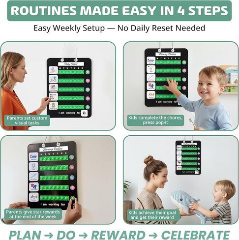 Visual Schedule for Kids – Daily Routine & Reward Chart, Magnetic Chore Chart for Kids, Sensory Pop-it Boards, Morning & Bedtime Routine Chart, ADHD & Autism Tools, Homeschool Planner in Saudi Arabia