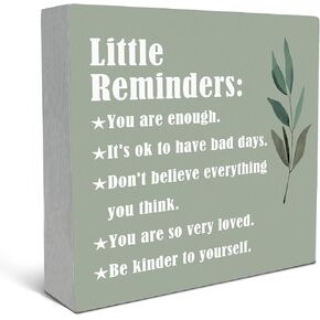 SRADMO Little Reminders You are Enough Wood Box Sign Desk Decor，Inspirational Saying Wooden Block Box Sign Decoration For Home Office Shelf Table Decor in Kuwait