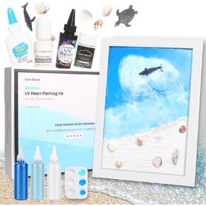SanerDirect DIY Crafting Beach Ocean with Resin Art Kit, Themed Gifts for Adult, Girls, Couples, Ideal Resin Painting Gift Choice for Mother's Day, Halloween, Christmas, a Variety of Holidays in Kuwait