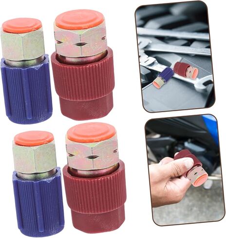 VOSAREA 4Pcs Quick Disconnect Coupler Adapter Kit Car Charging Port with Caps High Side Low Side Fittings Durable and Plating in Saudi Arabia
