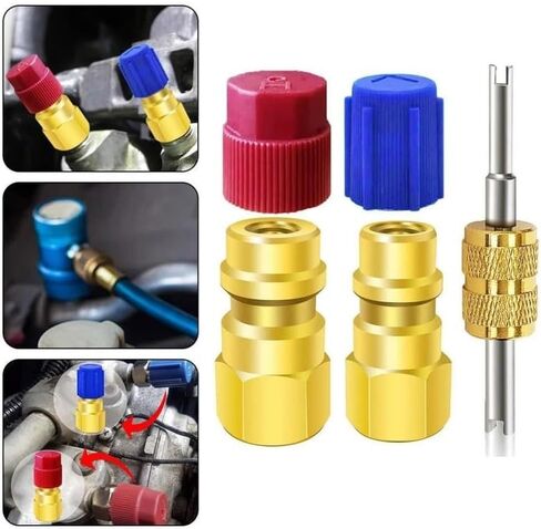 R12 to R134a Conversion Kit Air Conditioner Filling Port Fittings Adapter Disconnect Couplers Retrofit Valve N2R5 in Saudi Arabia