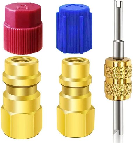 R12 to R134a Conversion Kit Air Conditioner Filling Port Fittings Adapter Disconnect Couplers Retrofit Valve N2R5 in Saudi Arabia