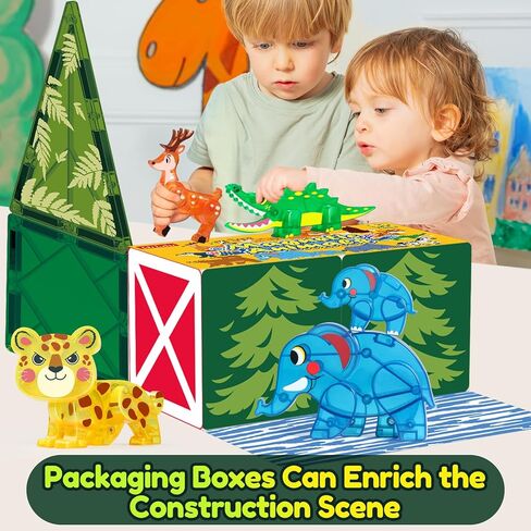 Oriate Jungle Animal Toys for Magnetic Tiles, 5pcs Movable Joints Forest Magnetic Animals for Magnet Building Tiles, Educational Zoo Animals Compatible with Kids Magnetic Blocks in Saudi Arabia