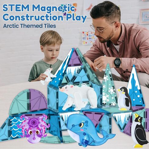 Oriate Jungle Animal Toys for Magnetic Tiles, 5pcs Movable Joints Forest Magnetic Animals for Magnet Building Tiles, Educational Zoo Animals Compatible with Kids Magnetic Blocks in Saudi Arabia