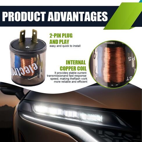 2 دبوس سيارة المتعري، 20A 12V شفافة جولة شل مرحل سريع المتعري، LED بدوره إشارة أداة إصلاح المؤشر، استبدال مرحل المتعري العالمي لمعظم السيارات والدراجات النارية (شفاف / 2PCS) in Saudi Arabia