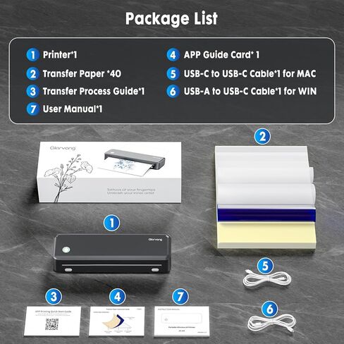 Wireless Tattoo Transfer Stencil Printer, Portable Thermal Tattoo Machine for Tattoo Beginners with 40pcs Stencil Paper, Compatible with Smartphone & PC, Rechargeable & Inkless, Black in Saudi Arabia