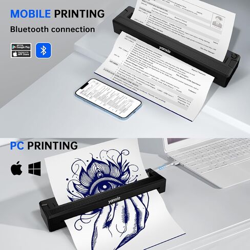 طابعة وشم استنسل للمبتدئين والفنانين، آلة طباعة وشم حرارية لاسلكية مع 10 قطع من الورق الحراري و3 قطع من أوراق النقل، آلة وشم محمولة، تدعم Android وiOS وWindows وMacOS in Kuwait