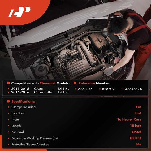 مجموعة خط أنابيب خرطوم سخان HVAC ذات مدخل ممتاز متوافقة مع شيفروليه كروز 2011-2015، كروز المحدودة 2016، 1.4 لتر، إلى قلب السخان in Kuwait
