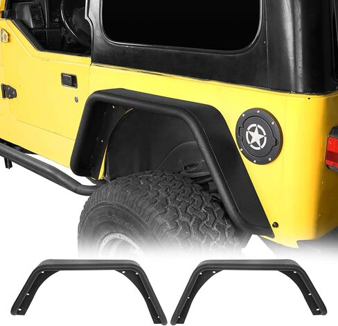 Hooke Road Wrangler TJ 4.3 بوصة حاجز خلفي عريض مشاعل فولاذية أنبوبية غطاء عجلة مسطحة لسيارة جيب رانجلر TJ 1997 1998 1999 2000 2001 2002 2003 2004 2005 2006 (2 قطعة) in Saudi Arabia