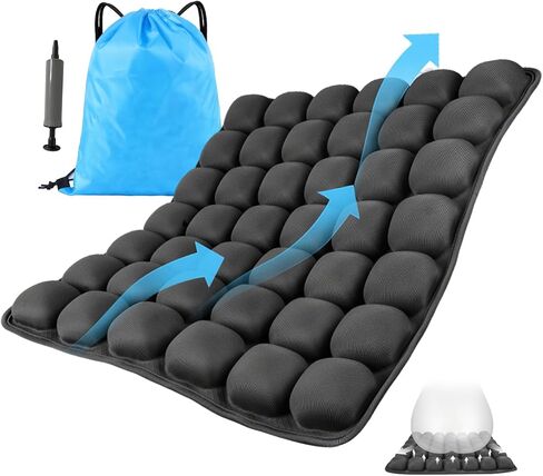 Travel Cushion, Comfortable 3D Air Cell Seat Cushion, Portable and Adjustable Air Inflatable Pressure Relief Seat Cushion for Car,Office Chair,Wheelchair and Tailbone Pain Relief in Saudi Arabia