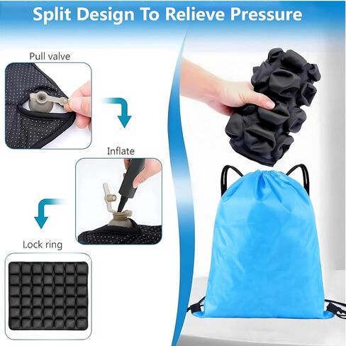 Travel Cushion, Comfortable 3D Air Cell Seat Cushion, Portable and Adjustable Air Inflatable Pressure Relief Seat Cushion for Car,Office Chair,Wheelchair and Tailbone Pain Relief in Saudi Arabia