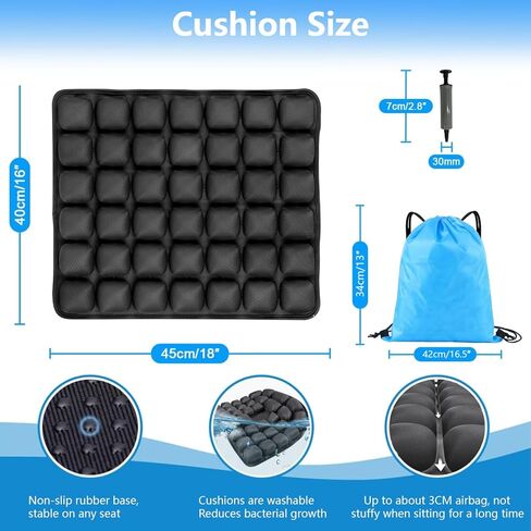 Travel Cushion, Comfortable 3D Air Cell Seat Cushion, Portable and Adjustable Air Inflatable Pressure Relief Seat Cushion for Car,Office Chair,Wheelchair and Tailbone Pain Relief in Saudi Arabia