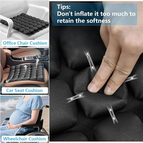 Travel Cushion, Comfortable 3D Air Cell Seat Cushion, Portable and Adjustable Air Inflatable Pressure Relief Seat Cushion for Car,Office Chair,Wheelchair and Tailbone Pain Relief in Saudi Arabia