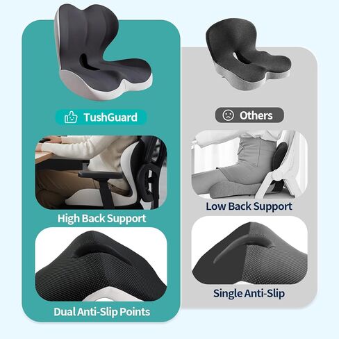 وسادة مقعد لكرسي المكتب والسيارة، تخفيف آلام الظهر والعظم الخلفي، وسادة مرتفعة للظهر والمؤخرة، تحسن وضعية الجلوس، وسادة مريحة لأسفل الظهر من الإسفنج الذي يتشكل حسب الجسم الملامس، مضادة للانزلاق على الوجهين in Kuwait