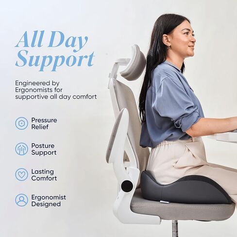 وسادة مقعد مريحة متقدمة من OneCushion لكرسي المكتب مع إسفنجة متينة لراحة طوال اليوم، ودعم وضعية الجسم وتخفيف الضغط للعمل أو الاستخدام المنزلي - فحم منقط in Kuwait