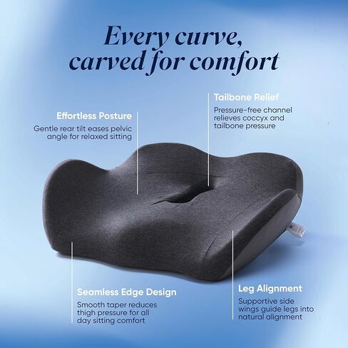 وسادة مقعد مريحة متقدمة من OneCushion لكرسي المكتب مع إسفنجة متينة لراحة طوال اليوم، ودعم وضعية الجسم وتخفيف الضغط للعمل أو الاستخدام المنزلي - فحم منقط in Kuwait