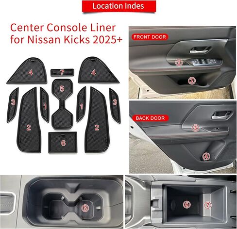 smabee 11PCS Center Console Liner Compatible with Nissan Kicks 2026 2025 2024 Cup Holders Inserts for 2025 Kicks Door Slot Mats Anti-Dust Mats Interior Accessories (Red) in Kuwait