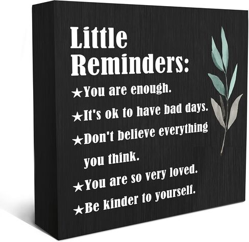 SRADMO Inspirational Little Reminders Wood Box Sign Desk Decor, Inspirational Desk Decor, Inspirational Saying College Gifts Box Sign Decoration For Office Home Dorm Desk Shelf Table Decor in Kuwait