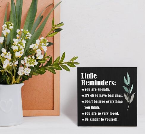 SRADMO Inspirational Little Reminders Wood Box Sign Desk Decor, Inspirational Desk Decor, Inspirational Saying College Gifts Box Sign Decoration For Office Home Dorm Desk Shelf Table Decor in Kuwait