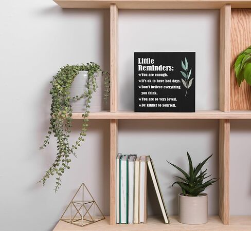 SRADMO Inspirational Little Reminders Wood Box Sign Desk Decor, Inspirational Desk Decor, Inspirational Saying College Gifts Box Sign Decoration For Office Home Dorm Desk Shelf Table Decor in Kuwait