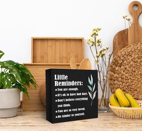 SRADMO Inspirational Little Reminders Wood Box Sign Desk Decor, Inspirational Desk Decor, Inspirational Saying College Gifts Box Sign Decoration For Office Home Dorm Desk Shelf Table Decor in Kuwait