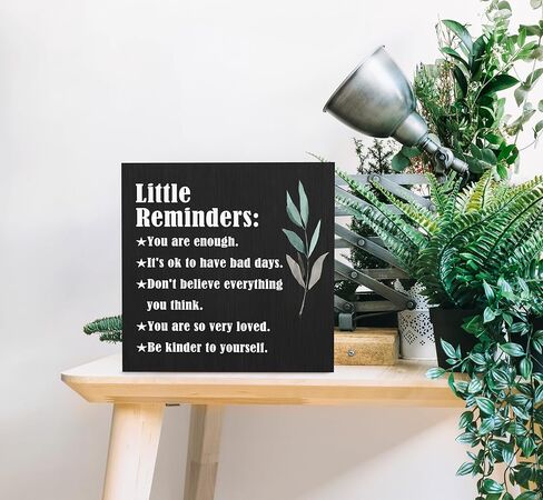 SRADMO Inspirational Little Reminders Wood Box Sign Desk Decor, Inspirational Desk Decor, Inspirational Saying College Gifts Box Sign Decoration For Office Home Dorm Desk Shelf Table Decor in Kuwait