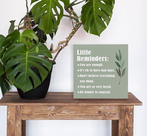 SRADMO Little Reminders You are Enough Wood Box Sign Desk Decor，Inspirational Saying Wooden Block Box Sign Decoration For Home Office Shelf Table Decor in Kuwait