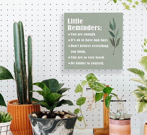 SRADMO Little Reminders You are Enough Wood Box Sign Desk Decor，Inspirational Saying Wooden Block Box Sign Decoration For Home Office Shelf Table Decor in Kuwait