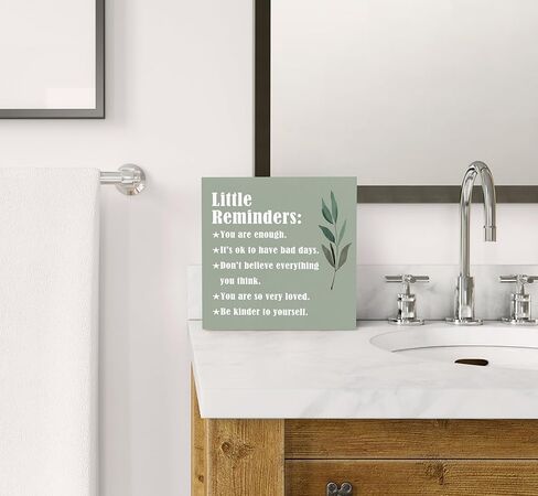SRADMO Little Reminders You are Enough Wood Box Sign Desk Decor，Inspirational Saying Wooden Block Box Sign Decoration For Home Office Shelf Table Decor in Kuwait