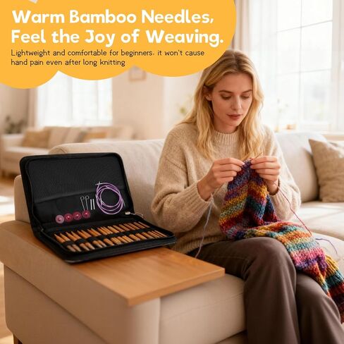 Weabetfu Knitting Needles Set with Bamboo Circular Knitting Needle 13 Pair Interchangeable Knitting Needles and Cables, Accessories and Case Perfect for Beginner, DIY Crafts in Saudi Arabia
