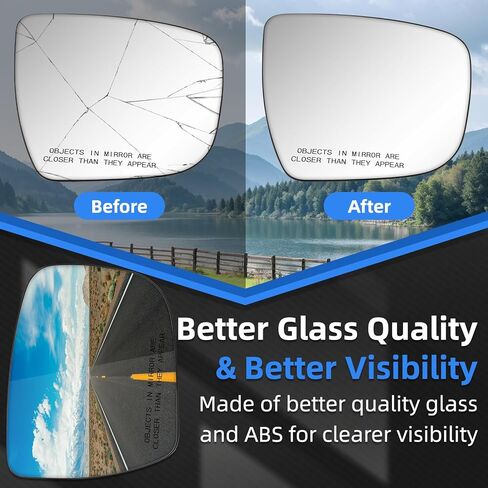 Passenger Side Mirror Replacement for Nissan Rogue 2014-2019, Murano 2015-2023, Pathfinder 2017-2019 - Right Side Mirror Glass, Rear View Mirrors Glass with Power Heated in Saudi Arabia