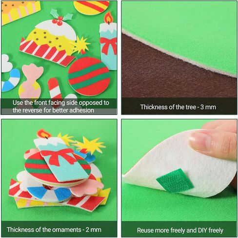 شجرة عيد الميلاد من اللباد من توبيهاير - شجرة عيد الميلاد من اللباد على الحائط 3.1 قدم للاطفال مع 30 قطعة من الحلي، هدايا الكريسماس بنفسك لتزيين الكريسماس in Kuwait