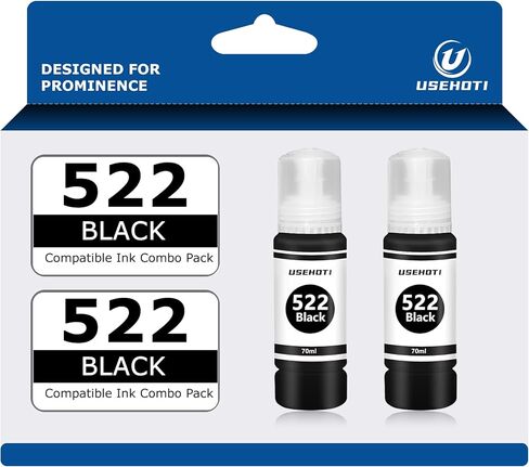 522 Black Ink Bottles High Yield Compatible for 522 Ink Refill Bottles Black, Work with ET-2800 ET-2803 ET-2720 ET-2840 ET-4800 ET-4700 ET-4810 ET-2400 Printers (2 Black) in Saudi Arabia